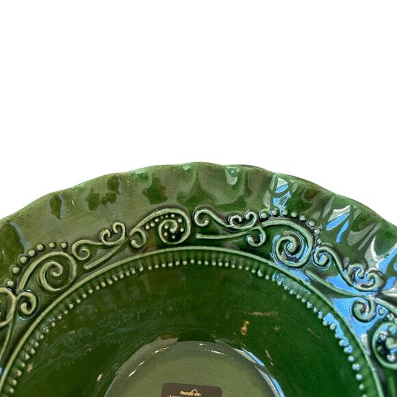 (2)  Maioliche Jessica Made in Italy Salad Bowls 7" Christmas Holiday Green NEW - Picture 3 of 15